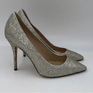 J. Crew made in Italy silver metallic pointy toe pumps heels